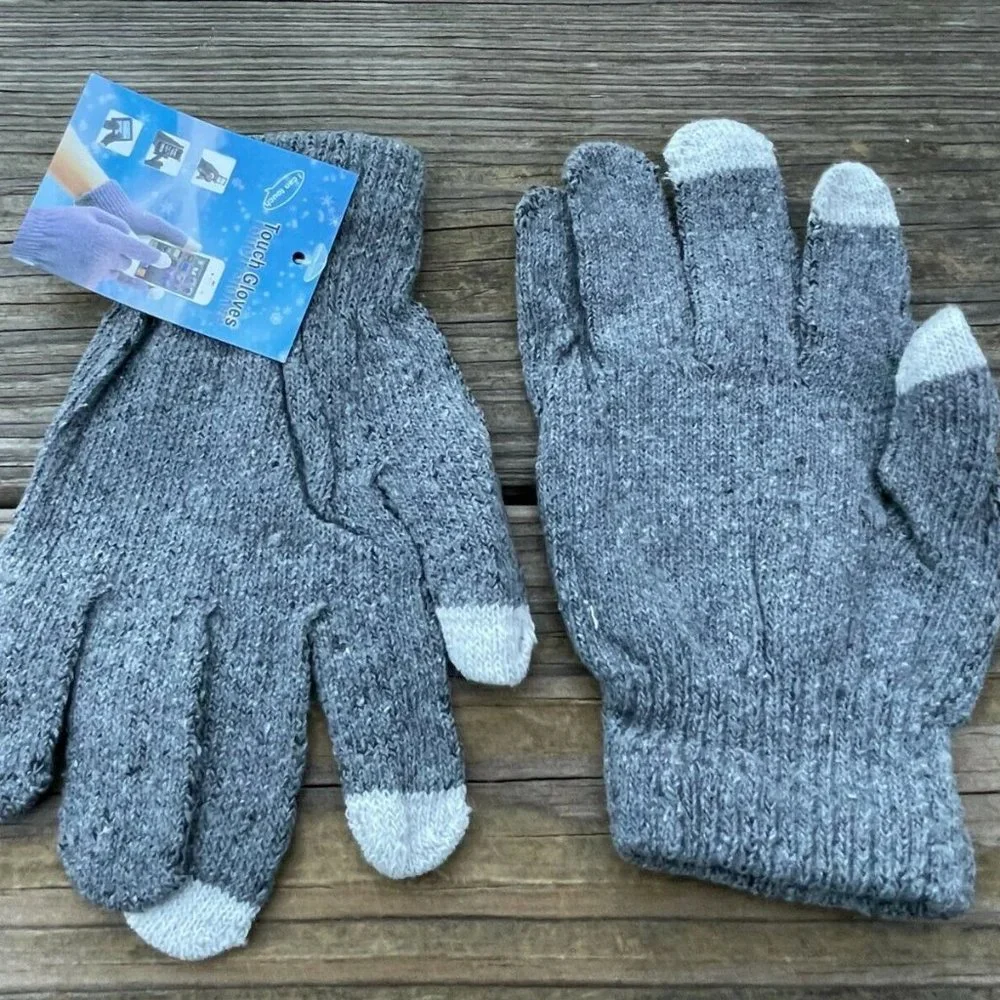 Gloves Touch Screen Friendly Gray Winter Warm Touch Glove Acrylic One Size